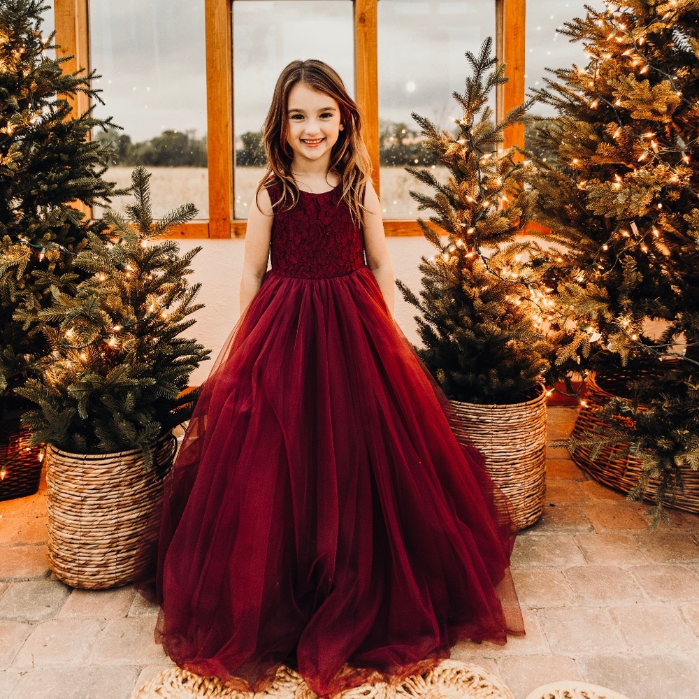David’s Bridal Flower Girl Dress with Heart Cutout Ball Gown